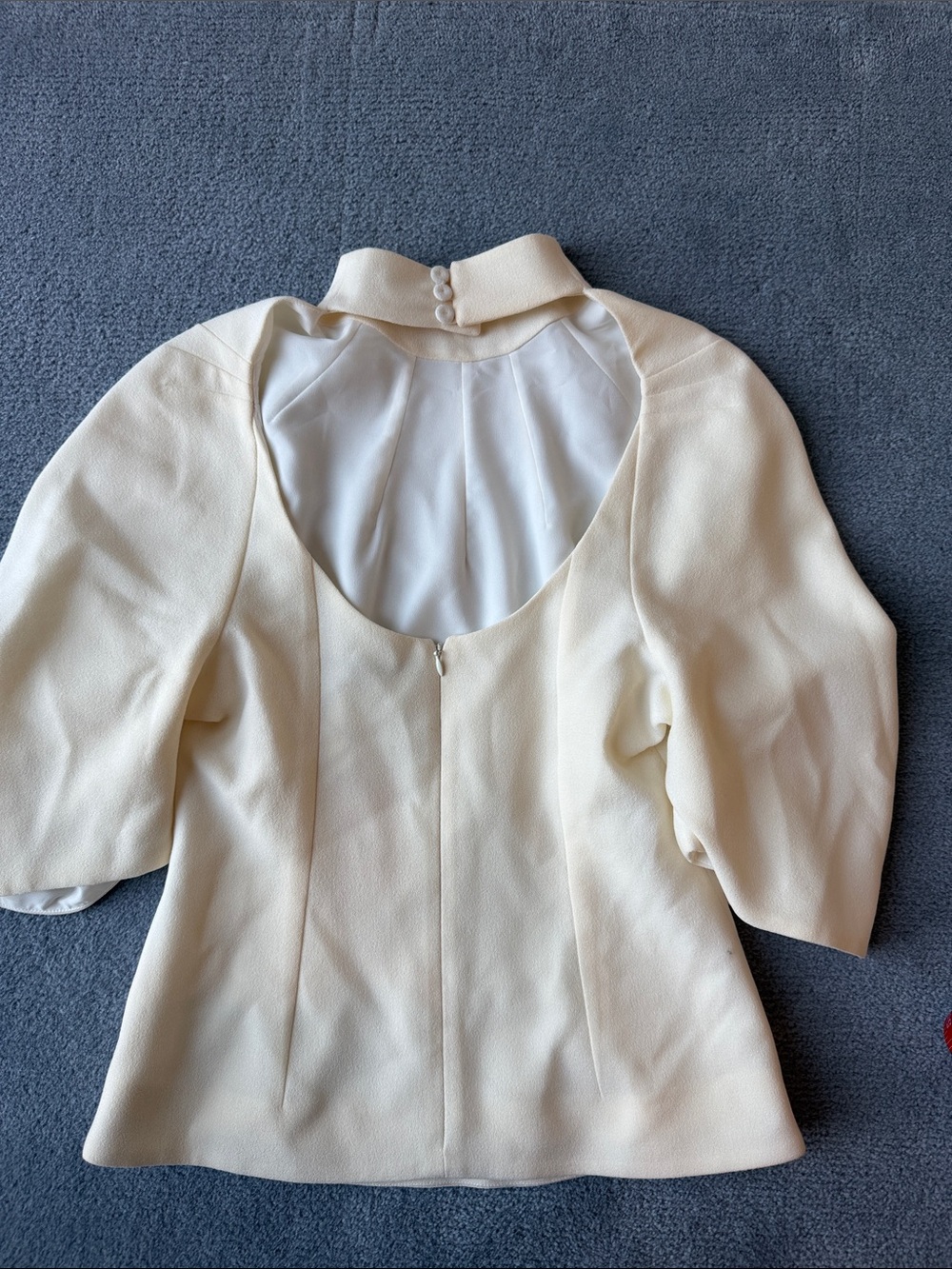 Emilia Wickstead Cream High-Neck Draped Sleeve Blouse - Picture 11 of 11